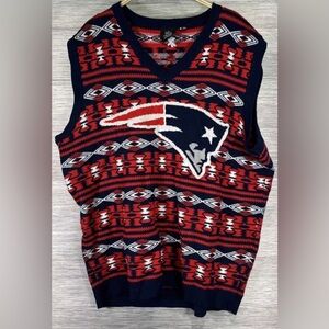New England Patriots Christmas Sweater Vest Mens XXL  Blue NFL